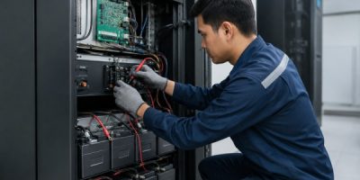 Teknisi melakukan Maintenance UPS
