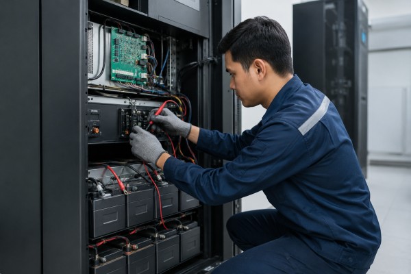 Teknisi melakukan Maintenance UPS